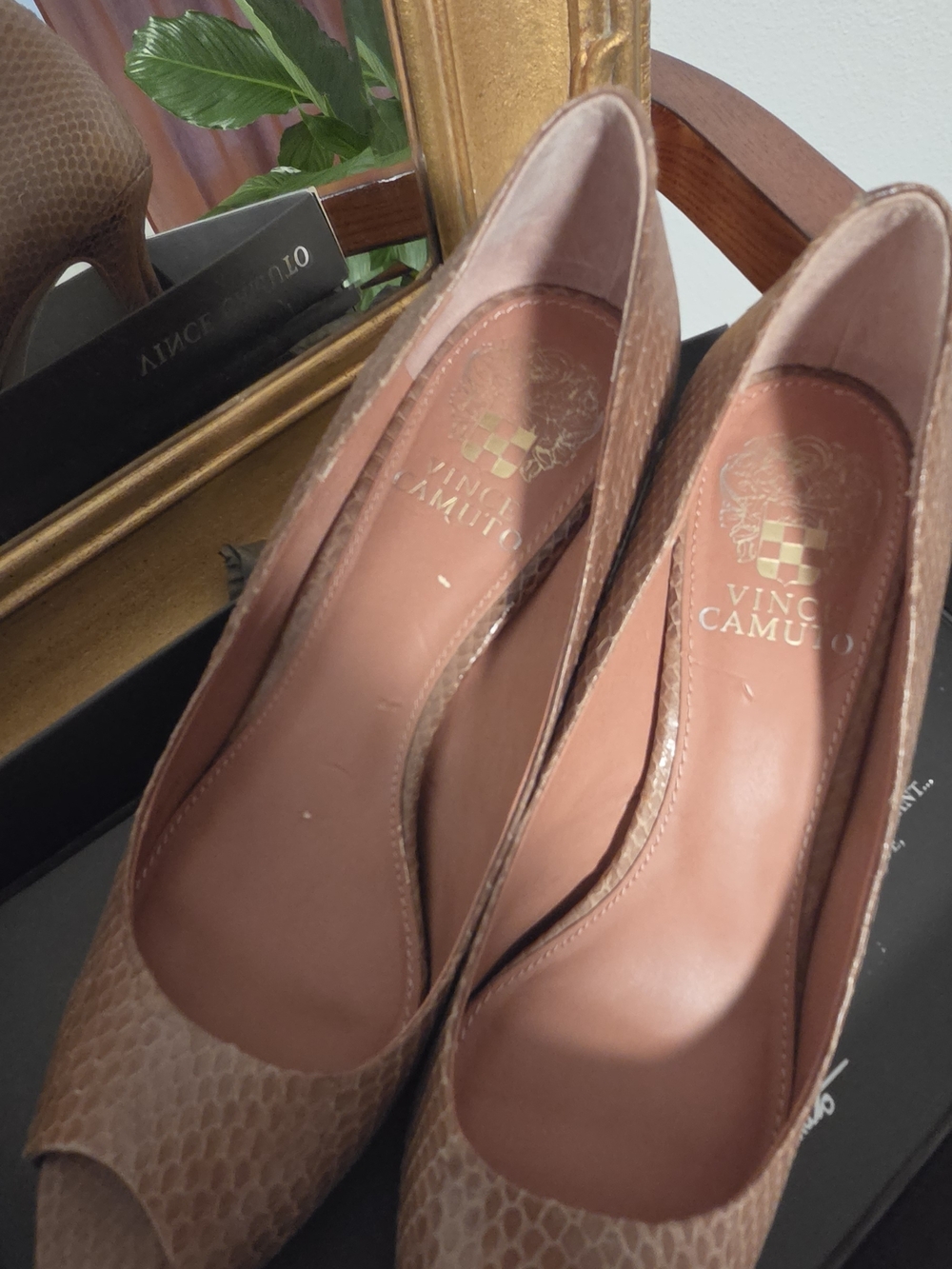 Vince Camuto Women's Brown Peep-Toe Pumps